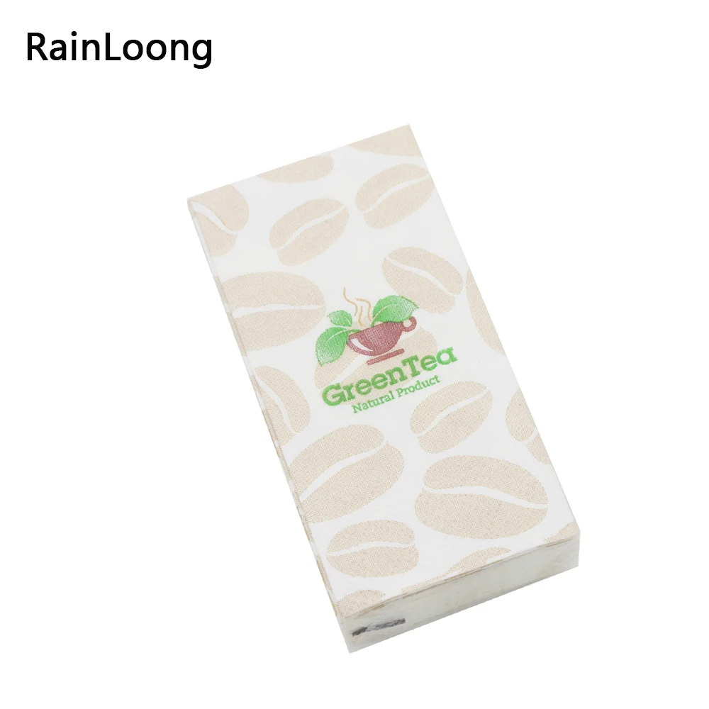 

[RainLoong] Coffee Printed Pocket Napkin Green Tea Tissue Handkerchiefs For Decoration Personal Care 21*21cm 10pcs/pack/lot