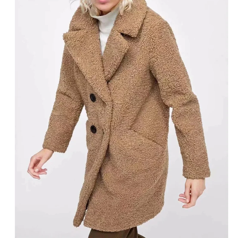 

Elegant women faux fur coat streetwear Autumn winter warm plush teddy coat Female manteau femme plus size overcoat party outwear