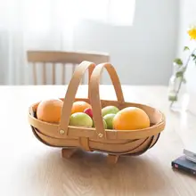 Японская пасторальная тканая хлебная корзина ручной работы с древесной стружкой для хранения синих фруктов с ручкой деревянная мебель корзины для хранения дома