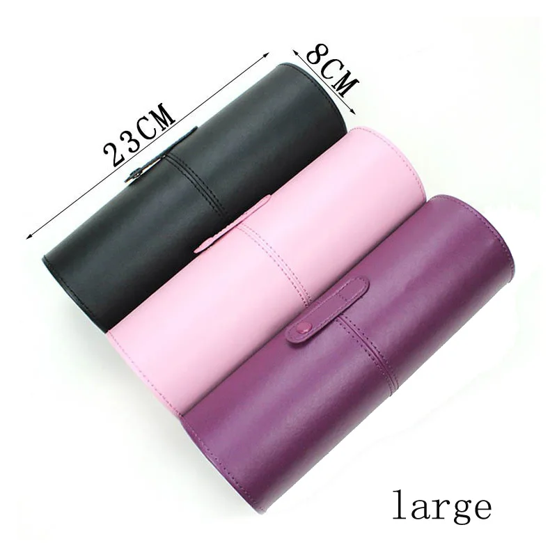 

5 Colors Empty Portable Makeup Brush Round Pen Holder Cosmetic Tool PU Leather Cup Container Solid Case