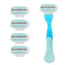 

Shazor 1pcs Holder & 4pcs Razor Blades Women' Shaver Knife Handle Replacement Triple Blade Epilator Female Machine Shaving razor
