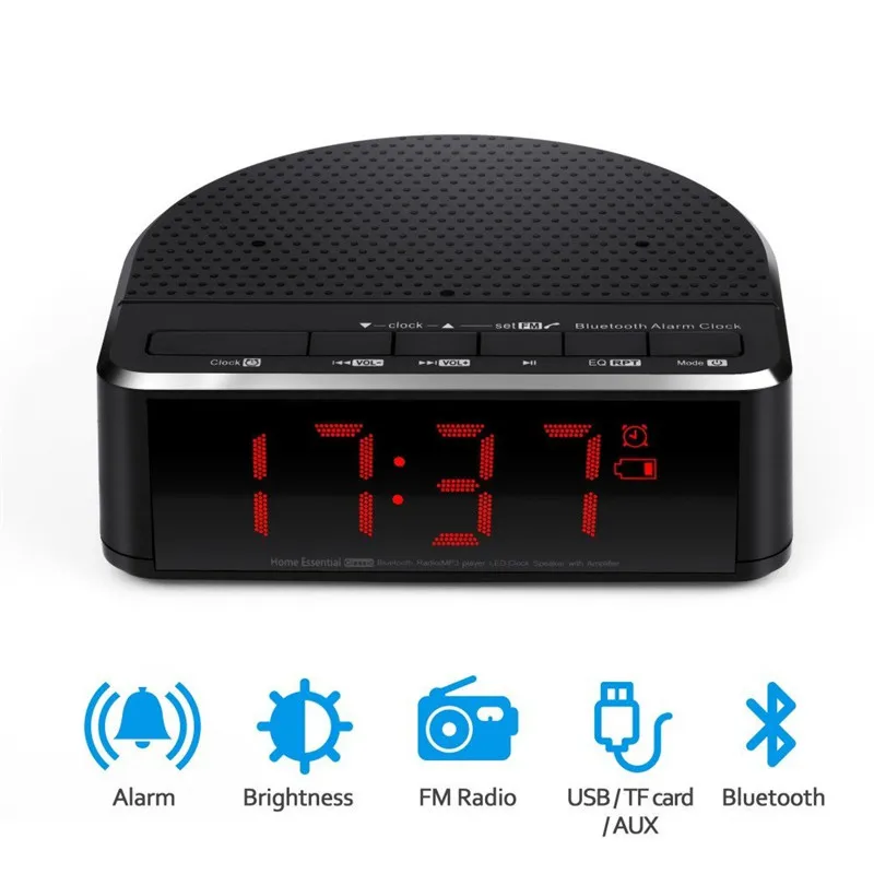 Price HOT Digital Alarm Clock Radio with Bluetooth Speaker,Red Digit Display with 2 Dimmer,FM radio, USB Port Bedside led Alarm Clock