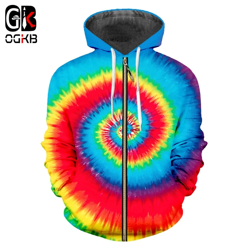

OGKB Zipper Hoodies Men Fashion 3D Hoody Print Rainbow Streetwear Large Size Clothes Hombre Winter Hoodies Sweatshirts