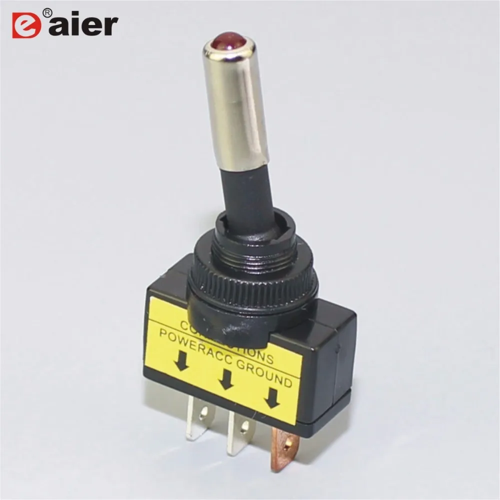 6 шт. 12VDC 12 мм SPST 3 Pin ON OFF автоматический выключатель света однополюсный 20A с 12В