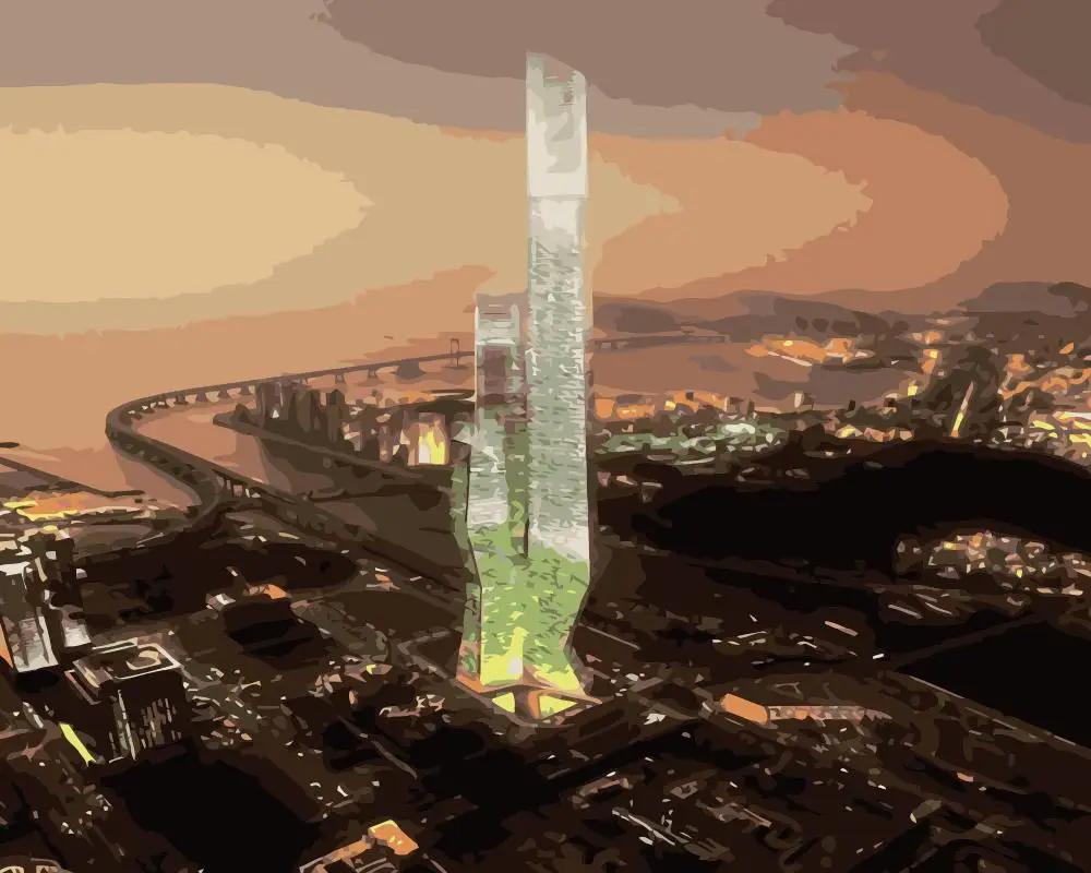 MaHuaf-j153 Seoul Korea night view DIY painting by numbers on canvas for home decor 