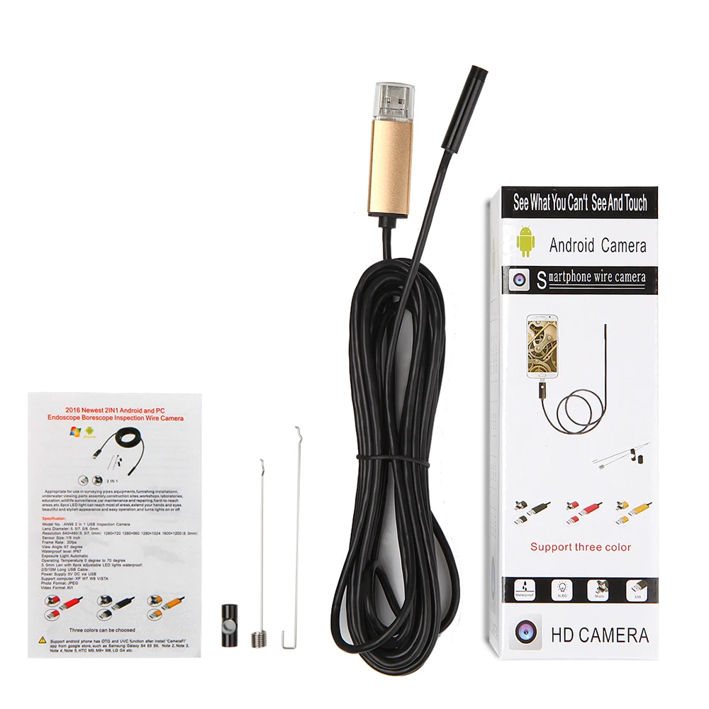 Водонепроницаемый USB эндоскоп ViewEye 2 м 5 10 объектив 480 мп P мм|Камеры