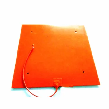 

510*510*1.5mm Heat Pad for 3D Printer Flexible silicone rubber heater 220v 1000w 100k adhesive 1 side 4*10mm hole 500mm wire