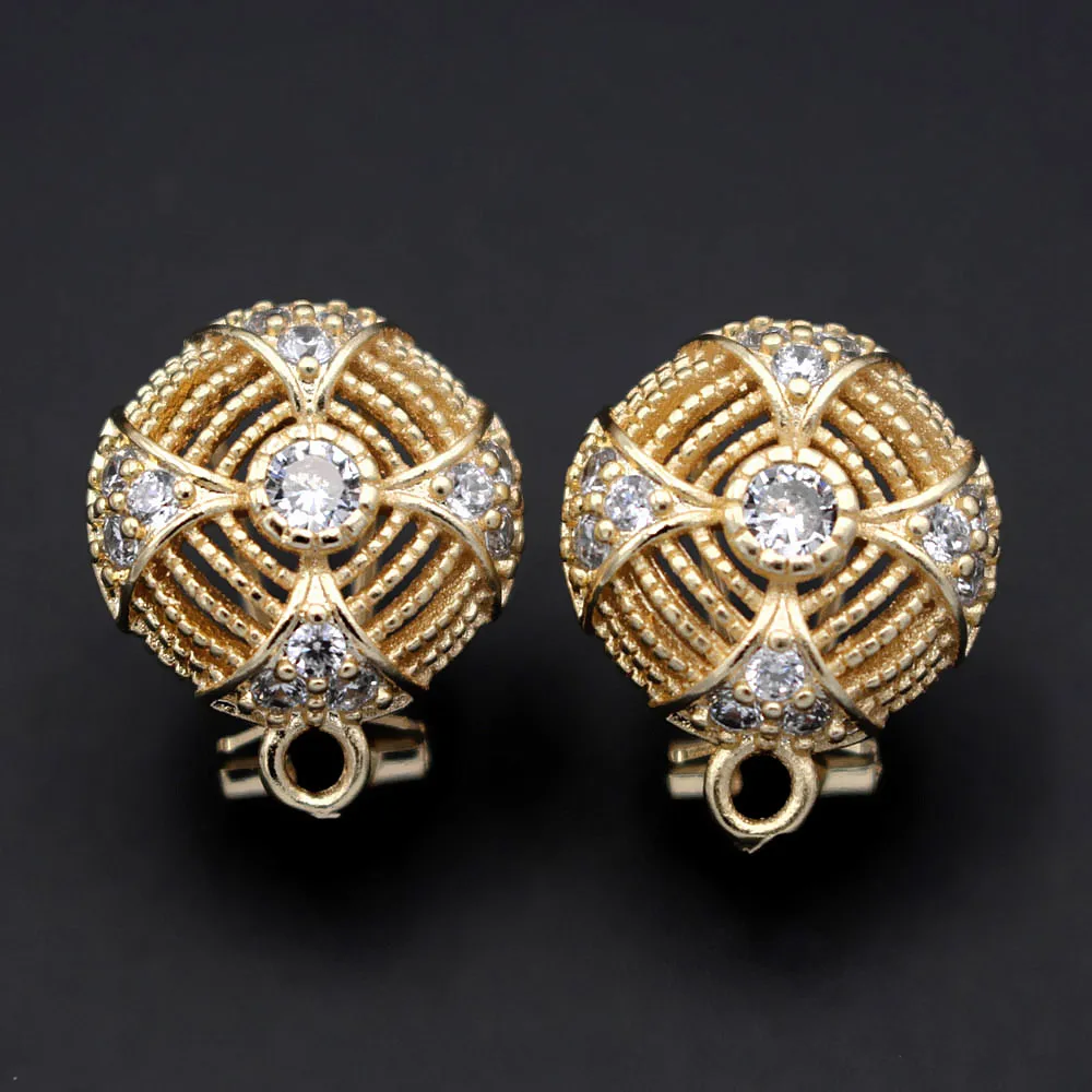

Clip Back Earrings Micro Pave Cubic Zirconia Filigree Circle Base Connector Linker Findings DIY for DIY Earrings Jewelry Making