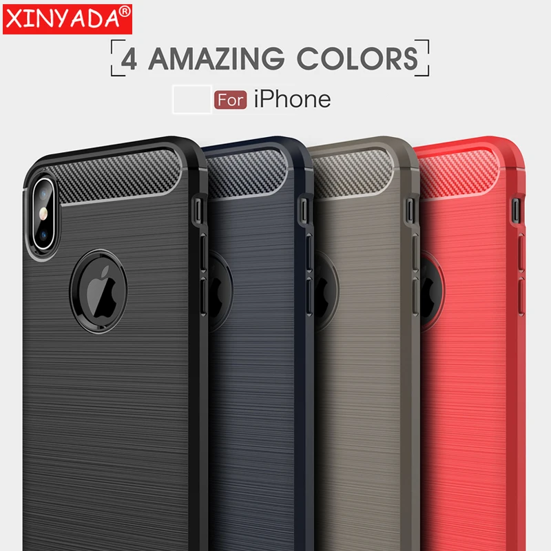 

luxury Soft Bumper Silicone Tpu Carbon Fiber Brushed Cover Case For iPhone XR XS Max 8 Plus 7 X iPhone8 6 6s armor Shell coque