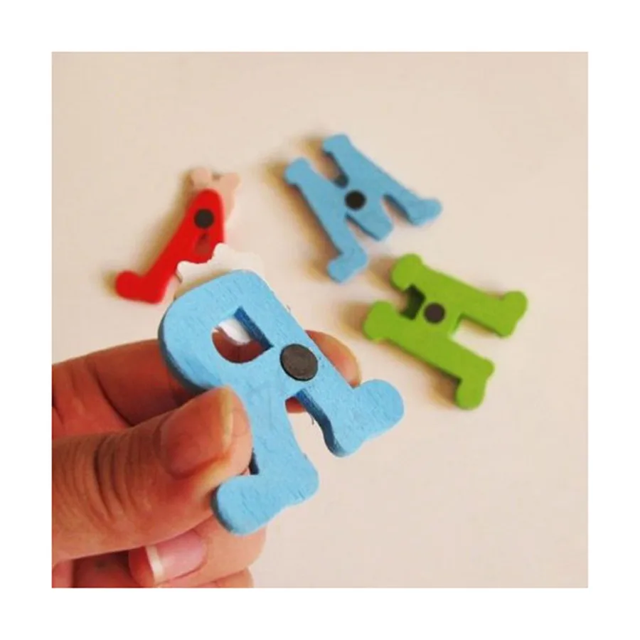 26pcs Wooden Cartoon Alphabet Letters A-Z Magnets Child Educational Toy Kid Children Creativity Imagination Education