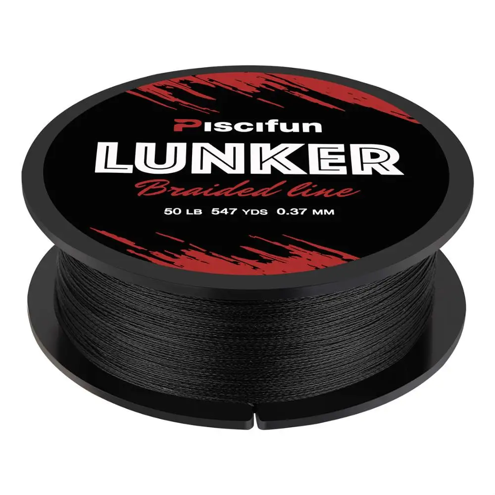 Piscifun Lunker 500 м рыболовная леска, плетеная, прочная, из Нидерландов, PE волокно, 0,06-0,5 мм, 6-80LB, 4 нити, многофиламентная леска - Цвет: Black