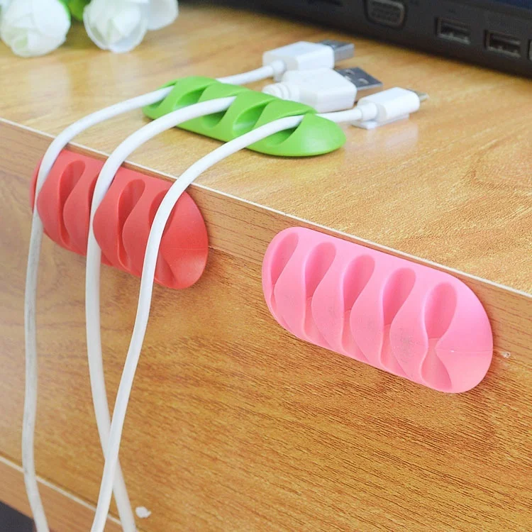 

Multipurpose Desktop Phone Cable Winder Earphone Clip Charger Organizer Management Wire Cord Fixer Silicone Holder 5 Slot Strip