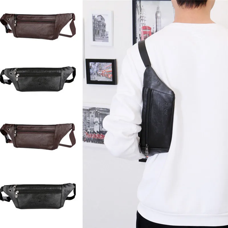 

Men Leather Color Fanny Pack Kids Mini Waist Belt Bag Purse Hip Small Travel Pouch