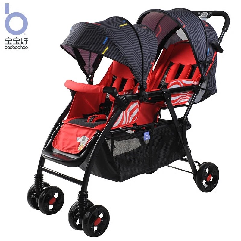 

Twin baby strollers can sit reclining foldable light two tire car double trolley stroller twin stroller can sit and lie