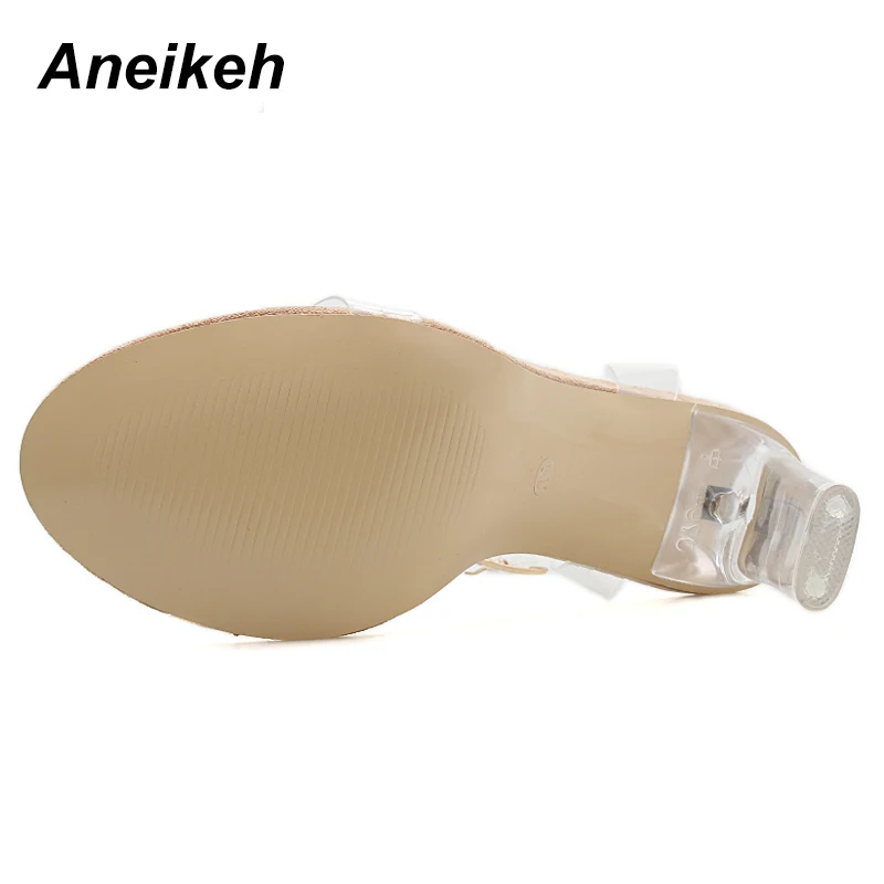 Женские прозрачные босоножки Aneikeh из ПВХ на высоком квадратном каблуке с