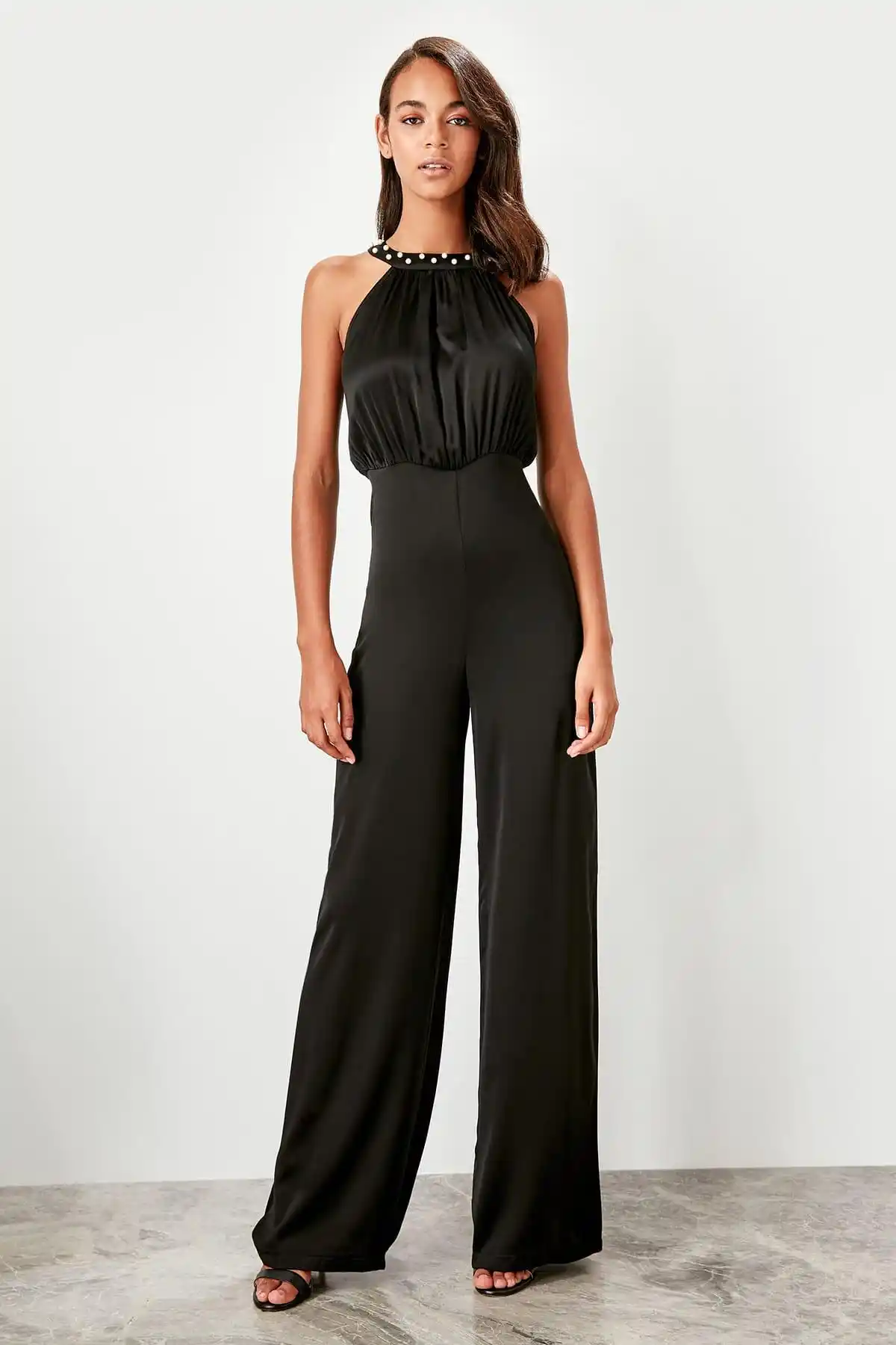 black low cut jumpsuit