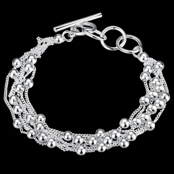 

Free shipping,925 Silver jewelry Bracelet ,Five-wire light bead bracelets, fashion jewelry Bracelet wholesale price!