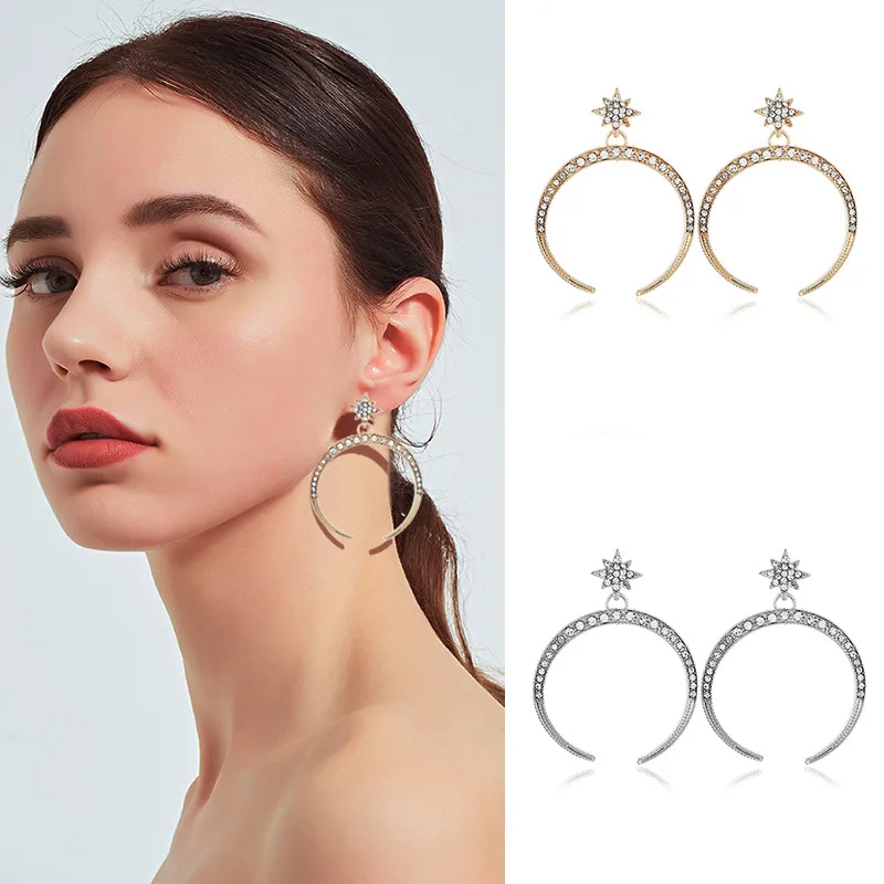 

2019 Oorbellen Pendientes Accessories European And American Fashion Drill Earrings Personality Simple Star For Explosive