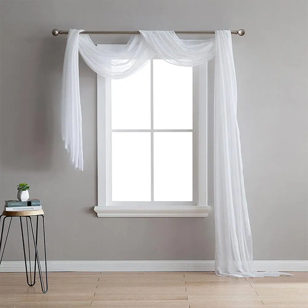 

150CMX550CM Elegant Luxury White Curtain Sheer Window Voile Scarf Decoration White 1PC