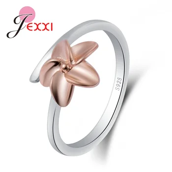 

Shinning Wonderful Flower Shape 100% 925 Sterling Silver Rings Simple Generous Wedding Ring Women Jewelry Accessory