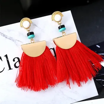 

New Fashion Black Tassel Earrings for Women Retro Resin Metal Geometric Bohemian Dangle Drop Earring Party Wholesale Brincos