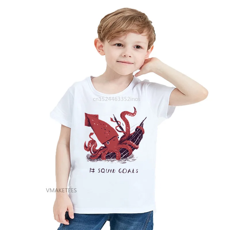 2018 Summer Girls & Boys Short Sleeve T shirt Squid Goals Print T-shirt Baby Kids Funny Octopus Casual Clothing,HKP5673 2018 Summer Girls & Boys Short Sleeve T shirt Squid Goals Print T-shirt Baby Kids Funny Octopus Casual Clothing,HKP5673