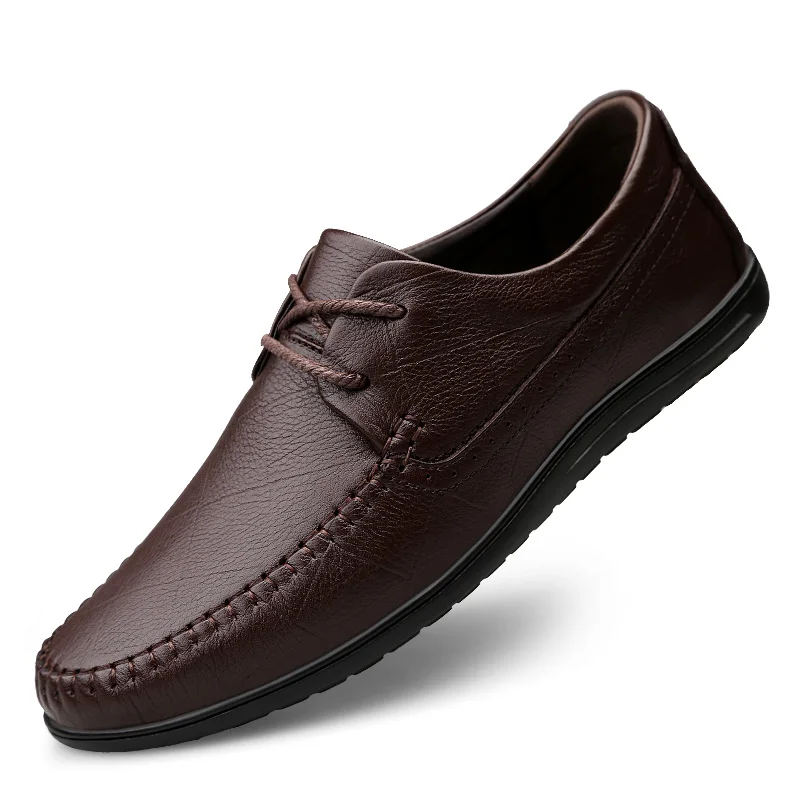 

Men Casual Shoes Genuine Leather Lace Up Man Luxury Fashion Loafers Moccasins Comfortable Male Flat Walking Shoes Big Size