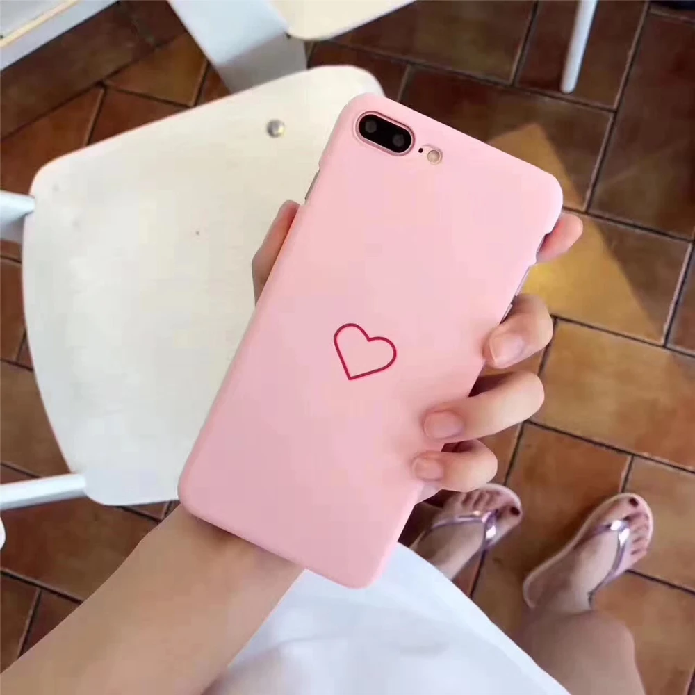 Fashion Cute Pink Love Heart Hard phone Cases For iphone 7 case iPhone Plus 6 6S Girl Style Back Fundas Capa Cover | Мобильные