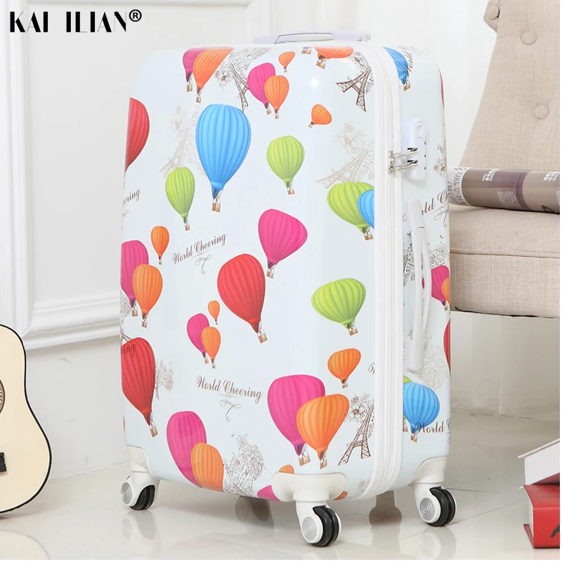 Suitcase with wheels Women cabin spinner rolling luggage girls student