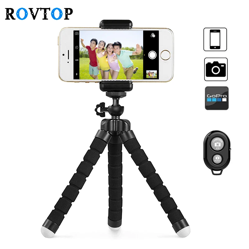 

Rovtop Portable Tripod Sponge Octopus For iPhone Smartphone Remote Shutter Tripod for Gopro Camera With Phone Clip Holder Z2