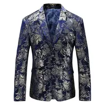 Мужской Блейзер Slim Fit Мужской блэйзер с цветами повседневный костюм куртка 5XL 6XL плюс размер выпускной сценическая одежда брендовая одежда