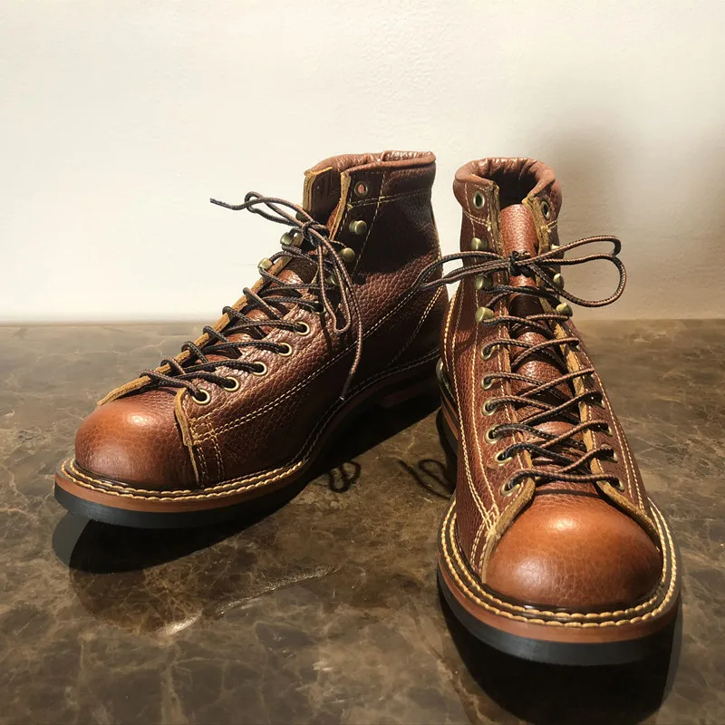 Mens Spring Winter Shoes Round Toe Top Quality Vintage Real Leather Cowhide Ankle Boots Casual Motorcycle Boots Unisex Big Size