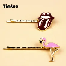 Timlee H129 мультяшная Милая птица красная губа язык металлический зажим для волос торговля аксессуарами для волос