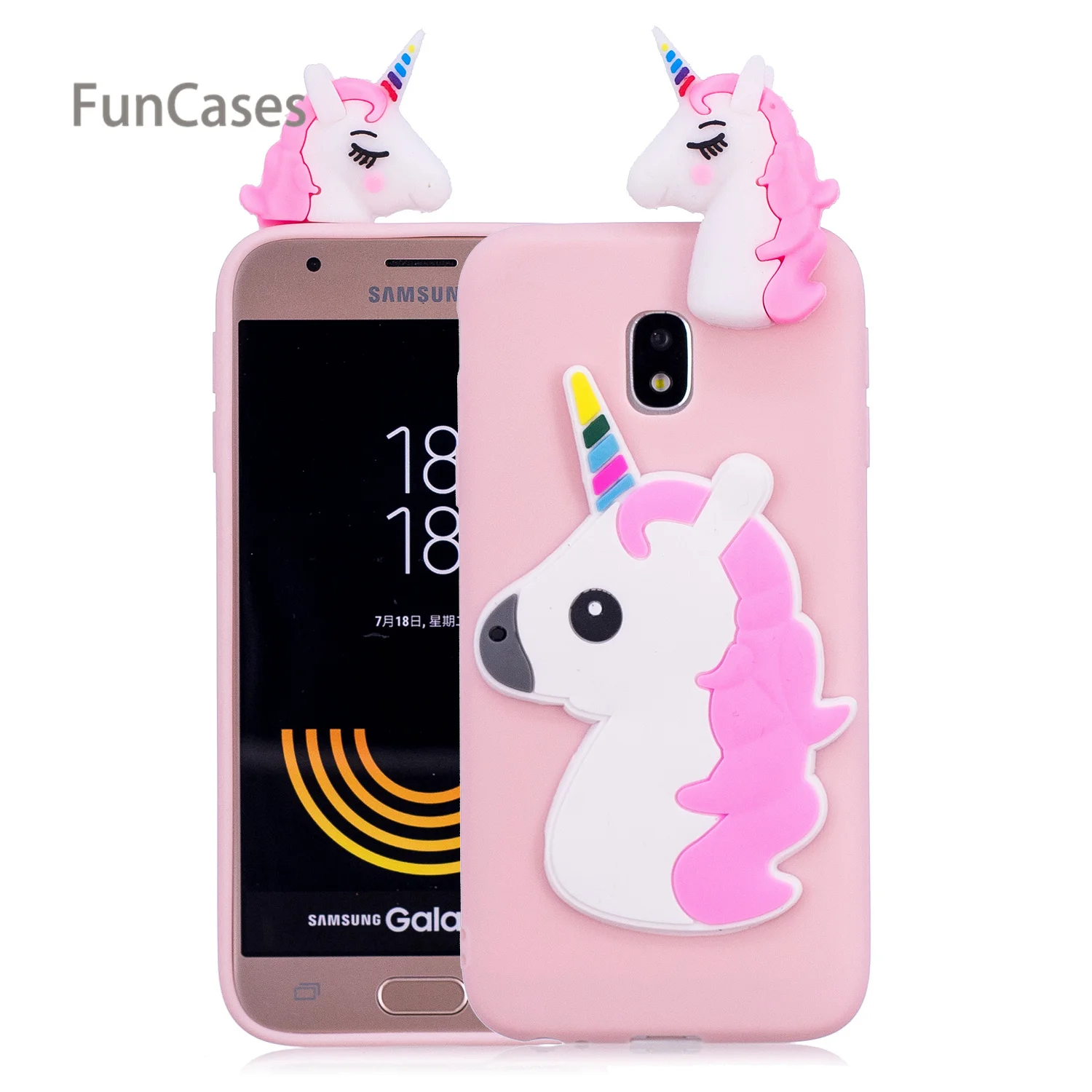 3D Unicorn Phone Case sFor Celular Samsung J330 European Version Soft Silicone Back Cover Cellphone Samsung Galaxy J3 2017 EU
