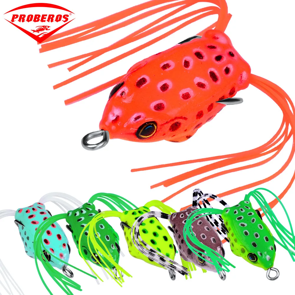 

PRO BEROS 4.1cm 4.5g 5 ColorTop water Frog Artificial Minnow Crank Soft Silicone Bait with Hook Fishing Lures Fishing Tackle