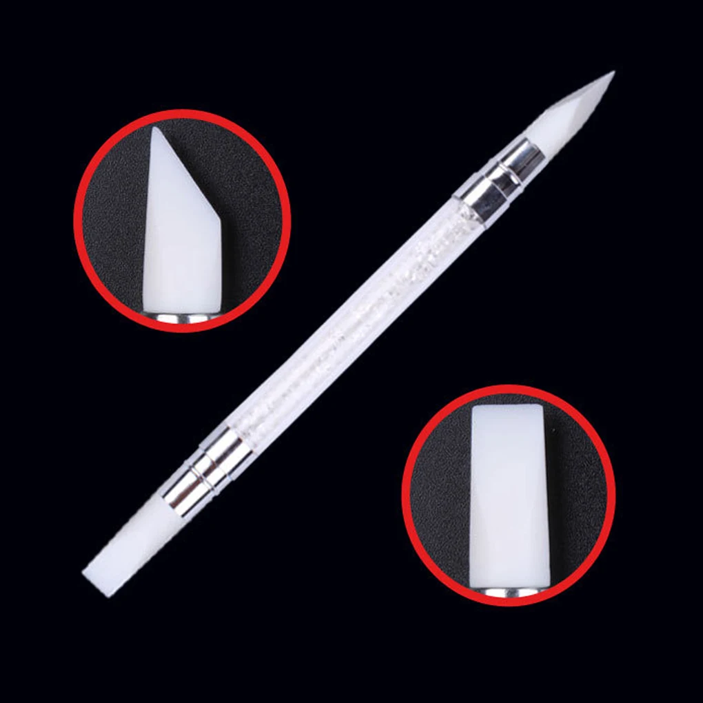 Двойной головки силиконовые инструменты для маникюра ручка горный хрусталь акрил ручка для выбивает вырезка Craft Польский Маникюр Инструмент - Цвет: NO.2
