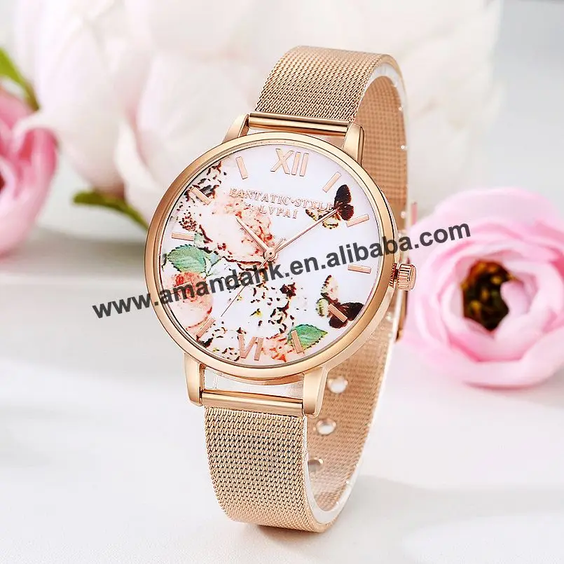 

Cool Hot Women Fashion Watches Casual Alloy Mesh Band Flower Women Dress Wrist Watch Hot Alloy Lady Dress Watches