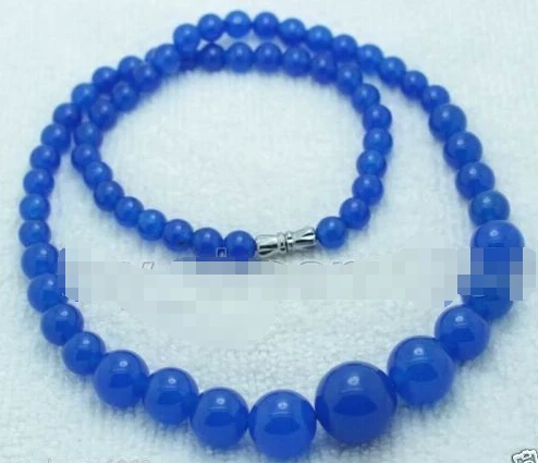 ~ $ Wholesale_jewelry_wig Природный 6-14 мм Сапфир Синий Нефрит Жадеит Круглый Бисер Ожерелье |
