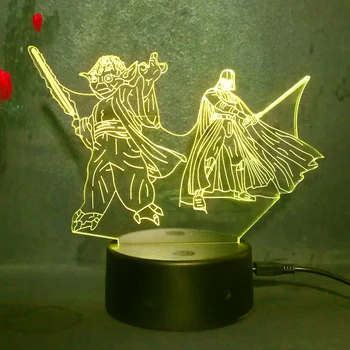 

Star Wars Hero Darth Vader Jedi Knight Yoda 3D Night Light 7 Color Change kids Bedroom Decor Night Light Birthday Christmas Gift