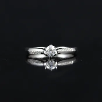 

LASAMERO 0. 198 CT FG/VS Round Cut Modern Design Natural Diamond Ring For Women 18k White Gold Certified Engagement Wedding Ring