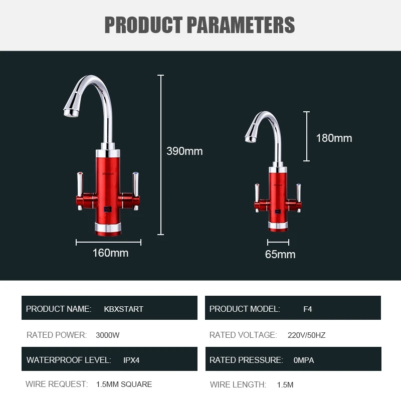 Double Switch Instant Tankless Water Heater Faucet 360 Degree Rotatable Pipe Hot Water Kitchen Hydrant Fast Heat Water Bib Taps