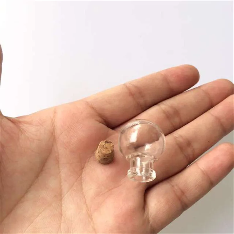 Round Ball Mini Bottles Pendants Necklace Small Glass Bottles With Cork Gift Glass Jars Vial 20pcs new