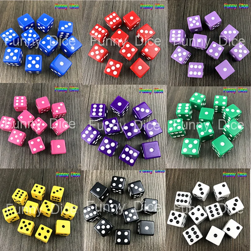 

High Quality 10Pcs 16mm Multi Color Six Sided Bar Pub Club Party Spot D6 Playing Games Dice Set Opaque Game Accessories 10