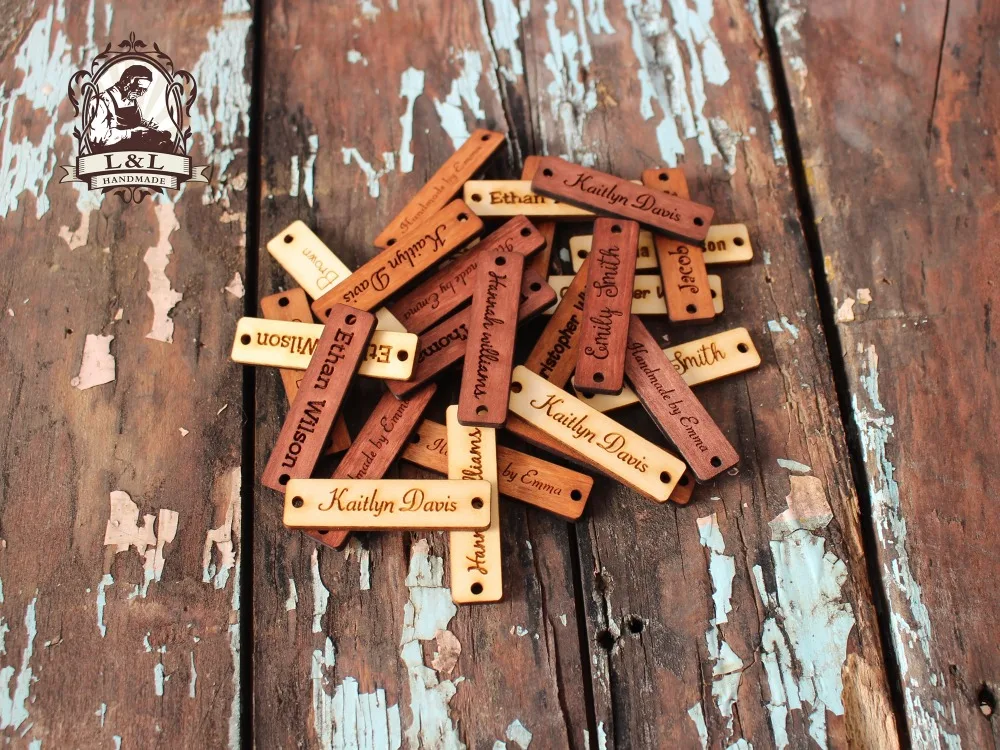 

Wooden Tags, Personalized Tags, Custom Tags, Wooden Engraved Tags, Laser Cut Logo, Name label (WDBQ04)