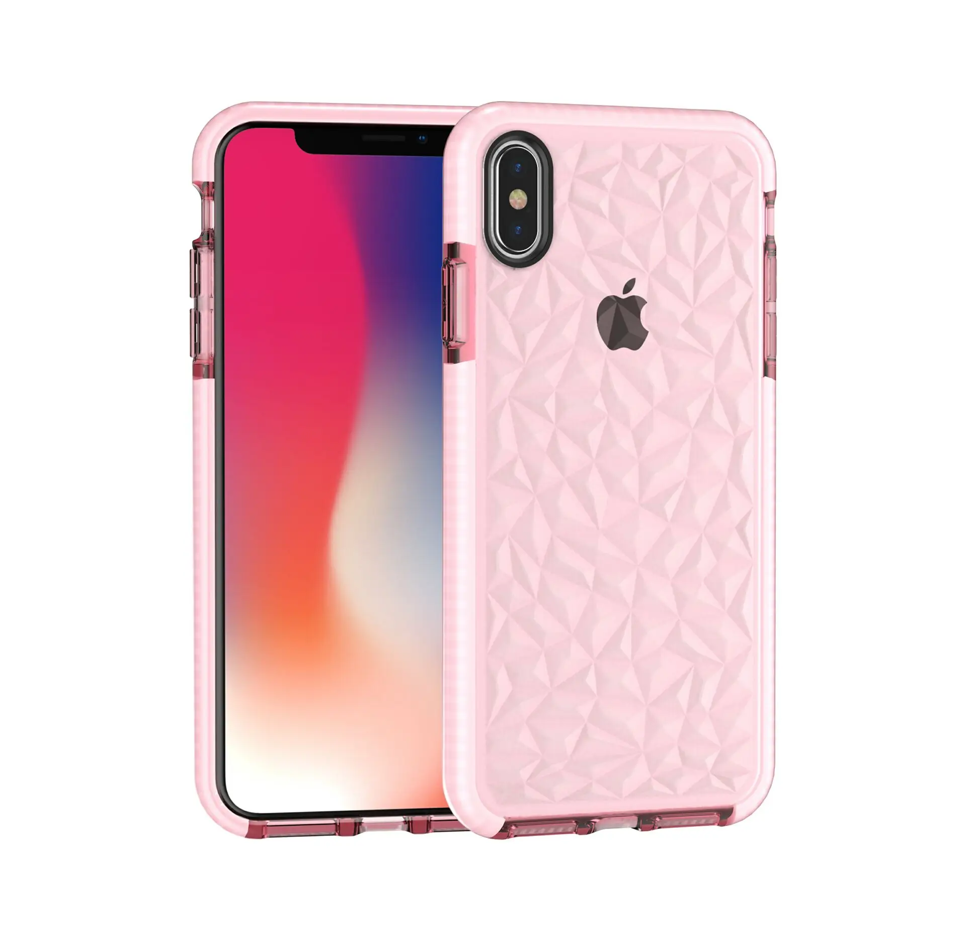 Чехол для iPhone X XS MAX XR 3D двойной Цвет алмаз телефон чехол для iPhone 7 8 6 6s плюс S8 S9 плюс прозрачная вода чувство крышка - Цвет: Pink