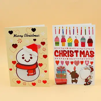 

16Pcs Cartoon Christmas Message Card Cute Santa Claus Small Greeting Card Merry Christmas Wishes Craft DIY Kids Gift Cards Gift