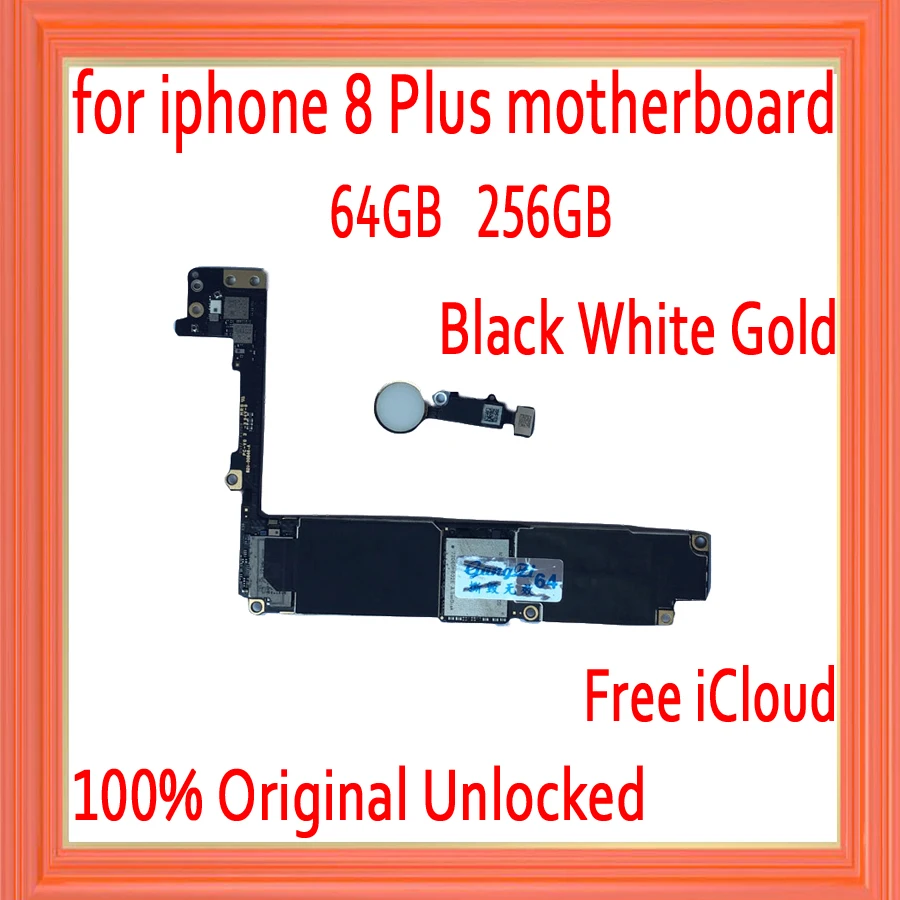 

Factory unlocked for iphone 8 Plus Motherboard with Touch ID,100% Original for iphone 8Plus Mainboard with IOS System,No iCloud