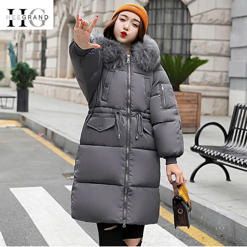 HEE GRAND/2018 зимние куртки с меховым воротником 3XL ветрозащитное пальто женские парки
