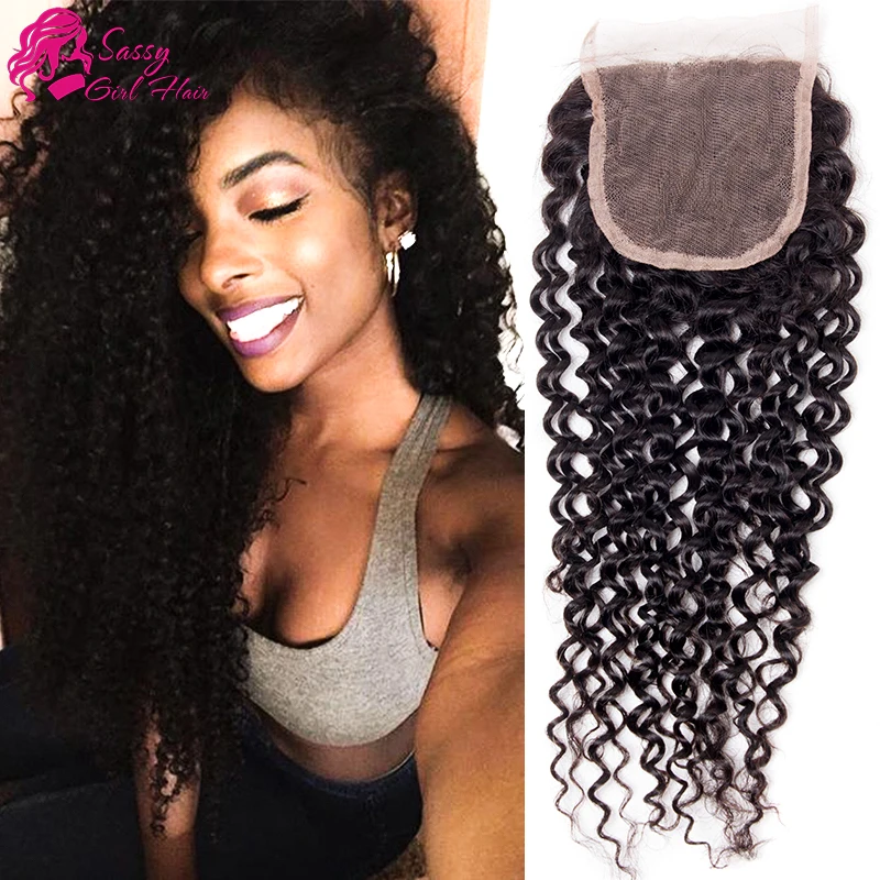 Indian Curly Closure 7a Unprocessed Virgin Indian Deep Curly