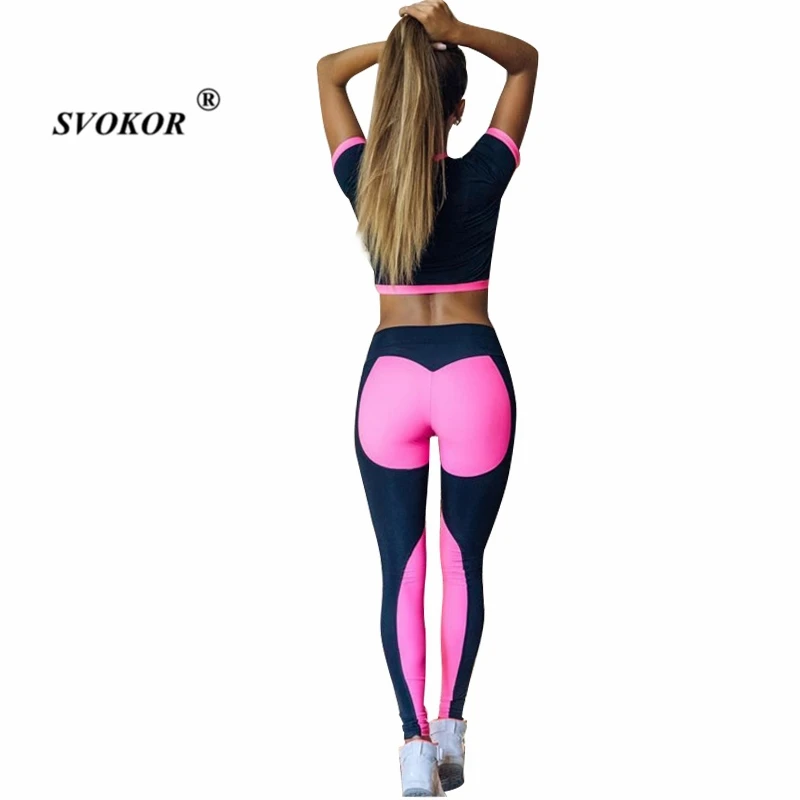SVOKOR 2018 Autumn Fitness Tracksuit Women Two Piece Set Crop Top Sporting Suit Women Cropped Top and Pants S-L Women's Sets